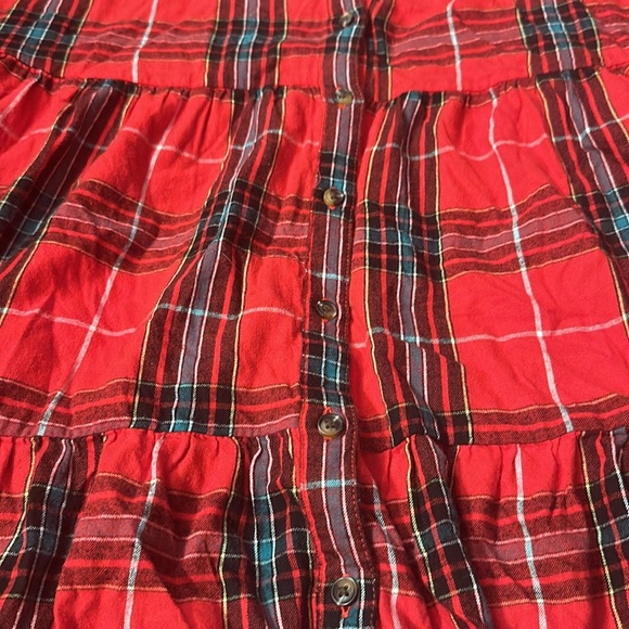 RED PLAID TIERED BUTTON DOWN DRESS SZ XXL NEW - Picture 3 of 5